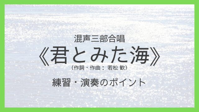 《君とみた海》演奏のポイント